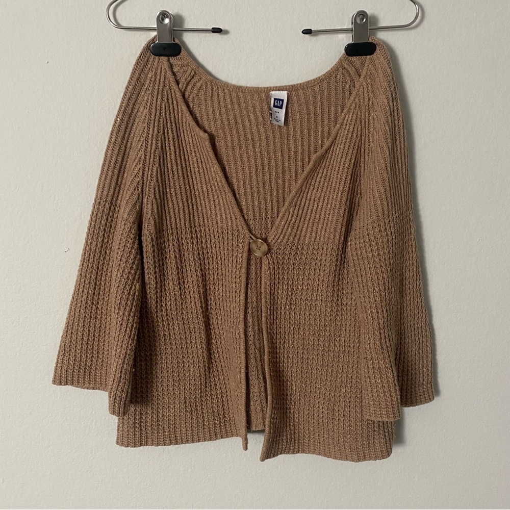 GAP Tan Shrug Sweater Chunky Knit V-Neck